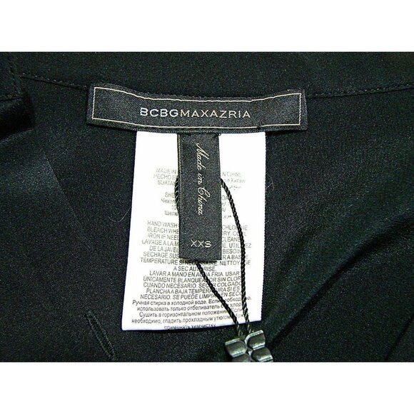 BCBGMaxazria Womens Silk Black Long Sleeve High Low Blouse Shirt Top Sz XXS NWT - Picture 5 of 12